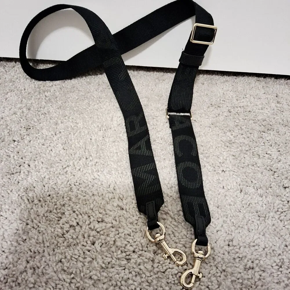 Marc Jacobs Logo Webbing Bag Strap Black with Gold-tone hardware New w/o Tag - Picture 1 of 16